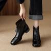 Fashion NEW Autumn/Winter Women Boots Square Toe Chunky Heel Shoes Split Leather Shoes for Women Zipper Ankle Boots Black Modern Boots