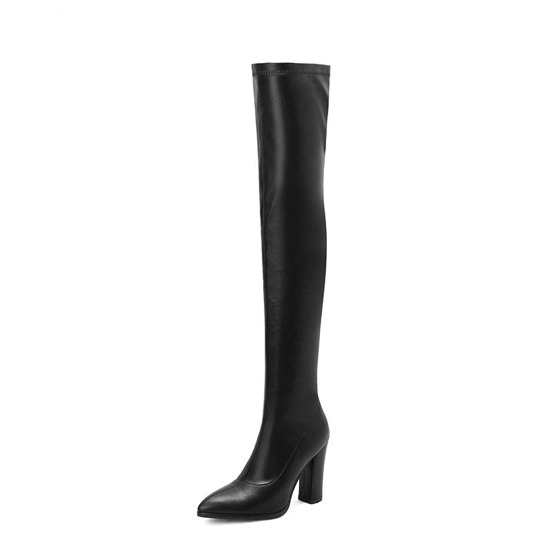 Fashion Sexy Thigh High Boots Women Autumn Winter Elastic Leather Over the Knee Boot For Women Black Heels Long Shoes