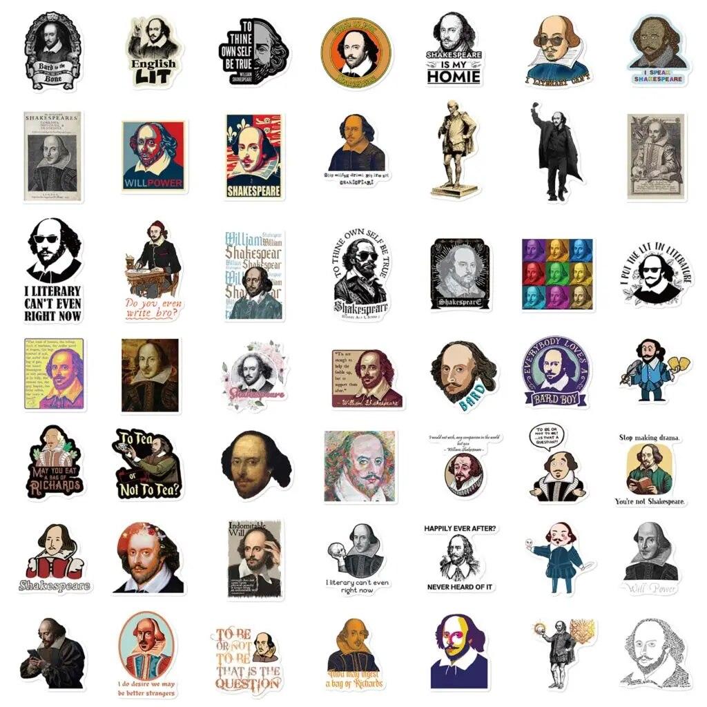 10/50 шт. Ретро наклейки Уильяма Шекспира эстетические граффити наклейки для DIY багажа ноутбука скейтборда велосипедные наклейки