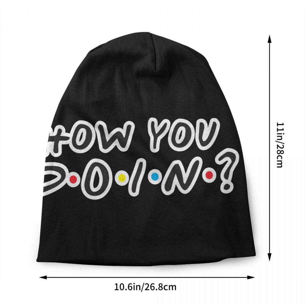 Custom Funny Quote Friends Tv Show Skullies Beanies Caps Winter Warm  Knitting Hats Adult Unisex How You Doin Bonnet Hats