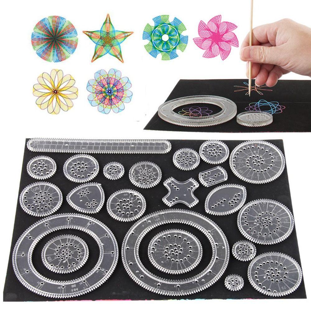 5/12/22PCS Plastic Spirograph Special Shaped Stationery Drawing Ruler Geometric Ruler School Office