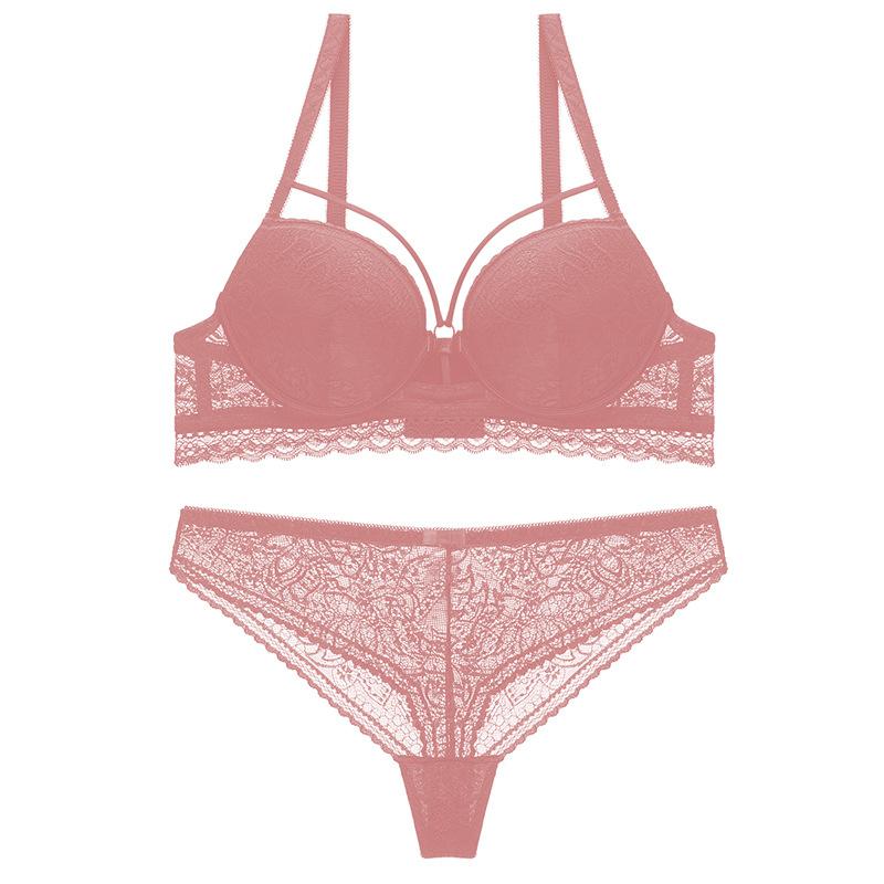 Европейский и американский стиль Женская мода сексуальный бюстгальтер пуш-ап и трусики комплект однотонного нижнего белья комплект кружевного нижнего белья