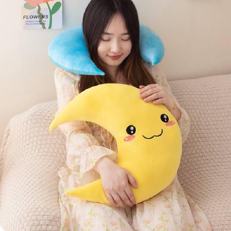Whimsical Moon Pillow For Kids Premium Plush Stuffed Cushion With Soft Pp Cotton Filling For Cozy Snuggles