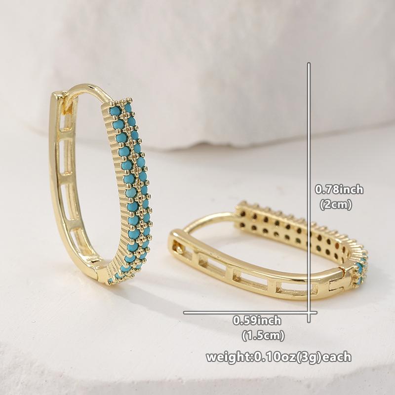 Краткие Серьги-кольца с дизайном из синтетической бирюзы для женщин Изысканные Элегантные Банкетные Серьги U-образной формы Ювелирные аксессуары