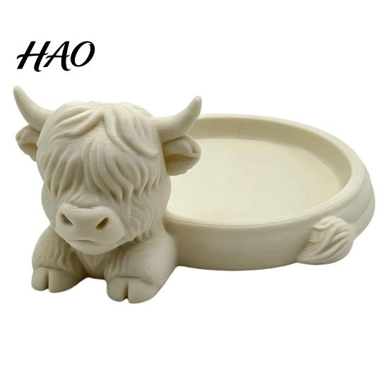 Highland Cow Jewelry Organizer Storage Tray, Round Tray 3D Printed Desktop Organizer, Decorative Tabletop Container for Rings Earrings And Bracelets