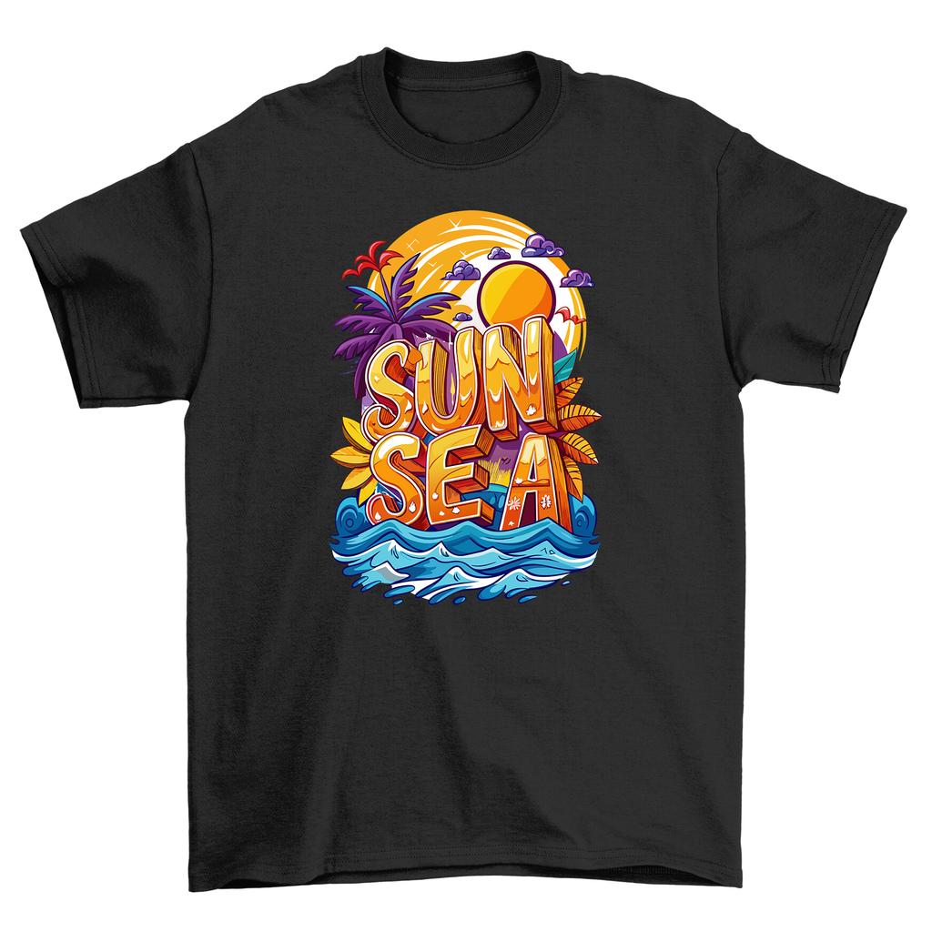 Summer_47'' T-Shirt Mens Womens Tees Top: Sun, Sea, and Palm Trees - Funny Summer Vibes! Unisex Cotto