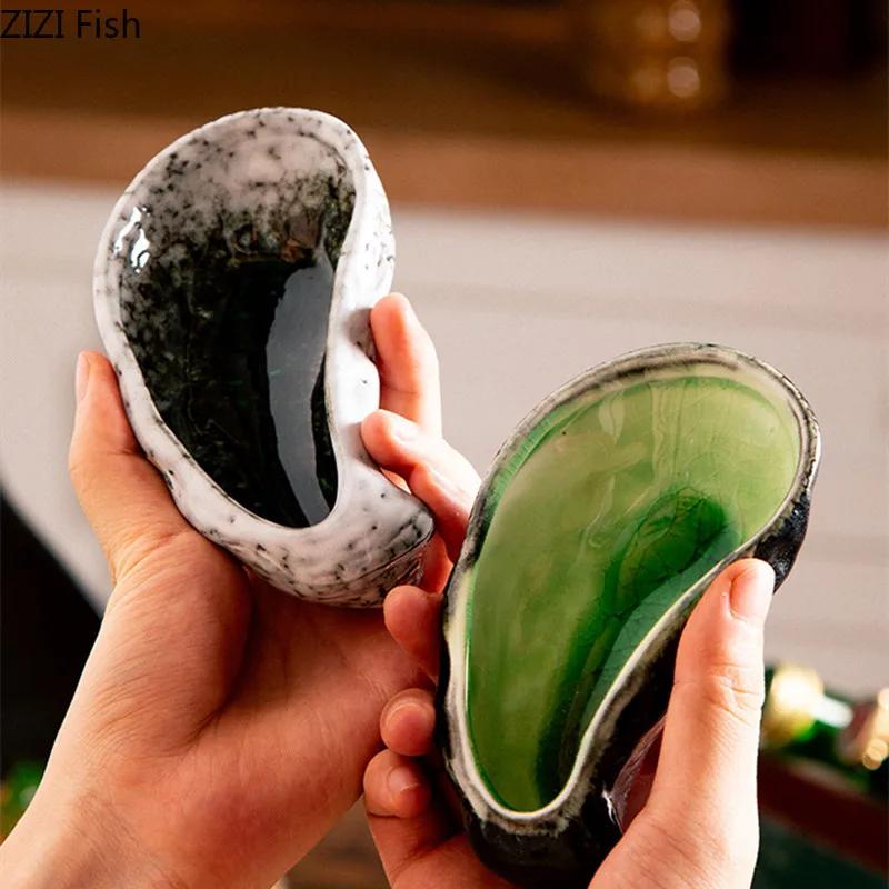 BRMolecular Gastronomy Tableware Appetizer Plate Sashimi Sushi Plate Creative Oyster Shaped Ceramic Dessert Plate Dip Sauce PlatesEY