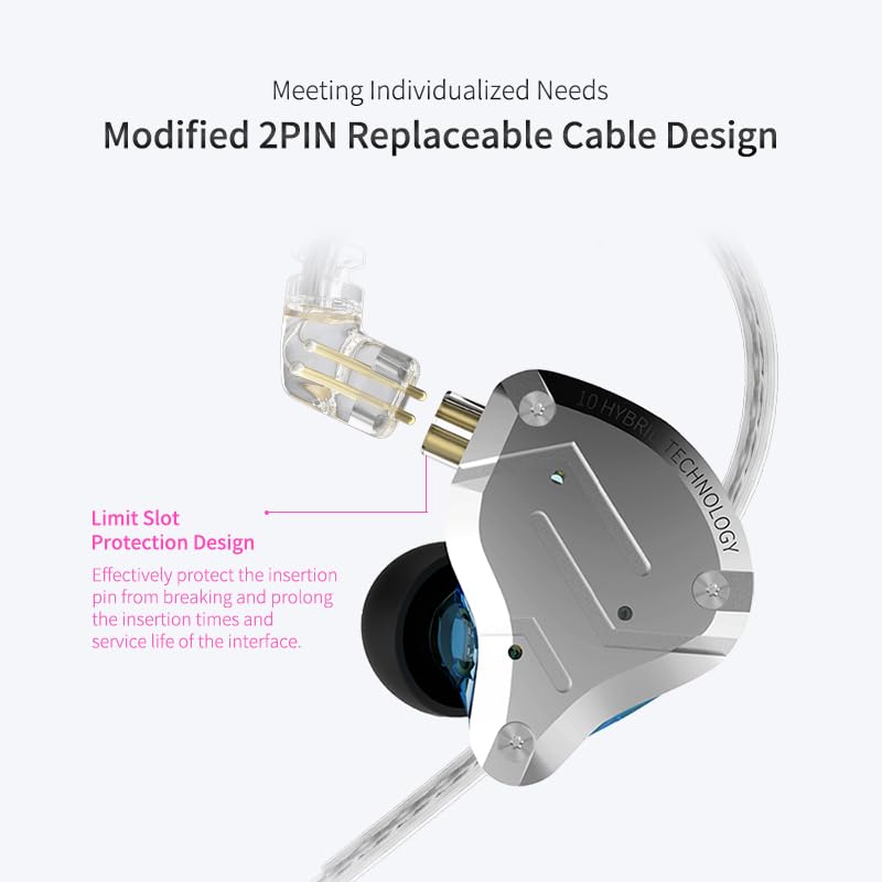 KZ ZS10 PRO Chinese Canal High Sound Aluminum Alloy and Resin Housing Gaming HIFI Sound Professional Enhanced 1 Year Detachable Recable Compatible
