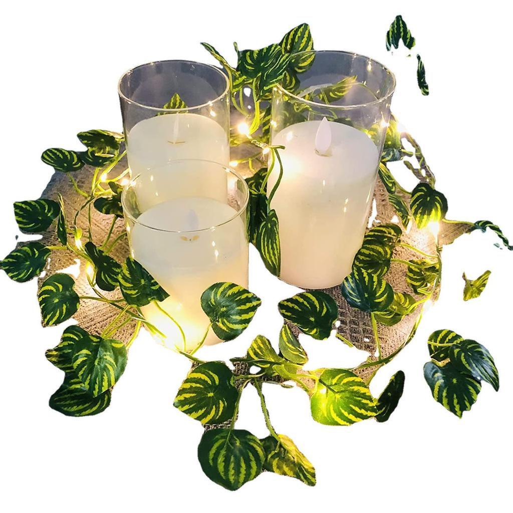 Cross-Border Green Watermelon Leaf LED Copper Wire String Lights for Turtle Green Rattan Decoration