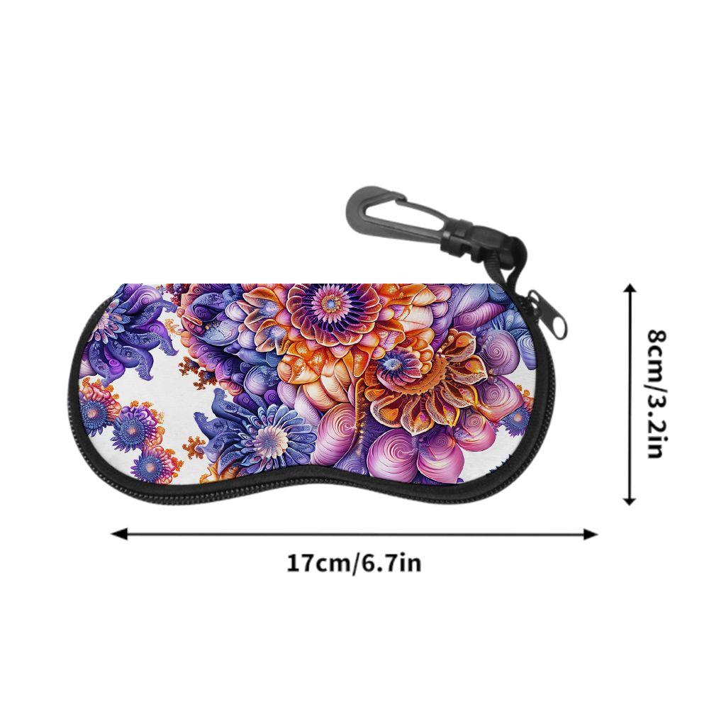 2D-Bohemian Floral Pattern Zipper Sunglasses Case, Protective Eyewear Container with Artistic Flower Print, Portable Spectacles Holder for Travel Home