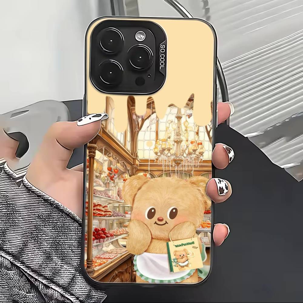Милый Мультяшный Чехол-Б-Баттербер для iPhone 17,16,15,14,13,12,11 Plus,Pro Max,XS,Цветной Посеребренный Внутренний Чехол