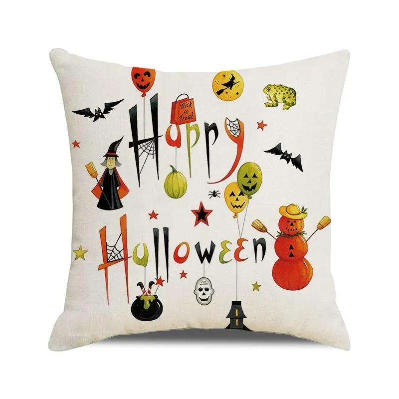 Декоративная наволочка для подушки на Хэллоуин с изображением тыквы, летучей мыши, волшебника, призрака, подходит для украшения дома, гостиной, дивана, комнаты