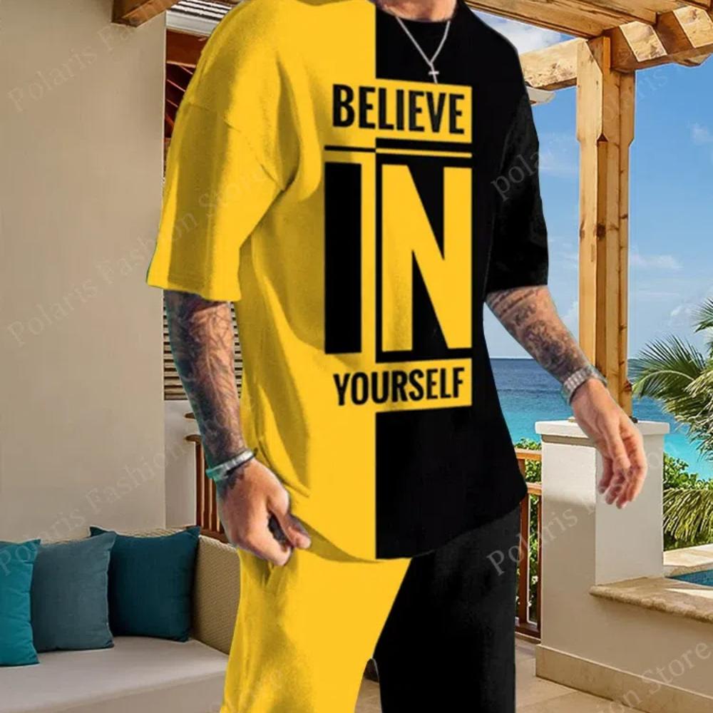 Мужская футболка и шорты с графическим принтом флага США больших размеров для летнего отдыха на открытом воздухе/спорта, комплект из 2 предметов