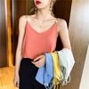Sexy Strap Crop Top Women Halter V Neck Basic Cami Sleeveless Satin Silk Tube Tank Tops Women'S Summer Y2K Camisole White Black