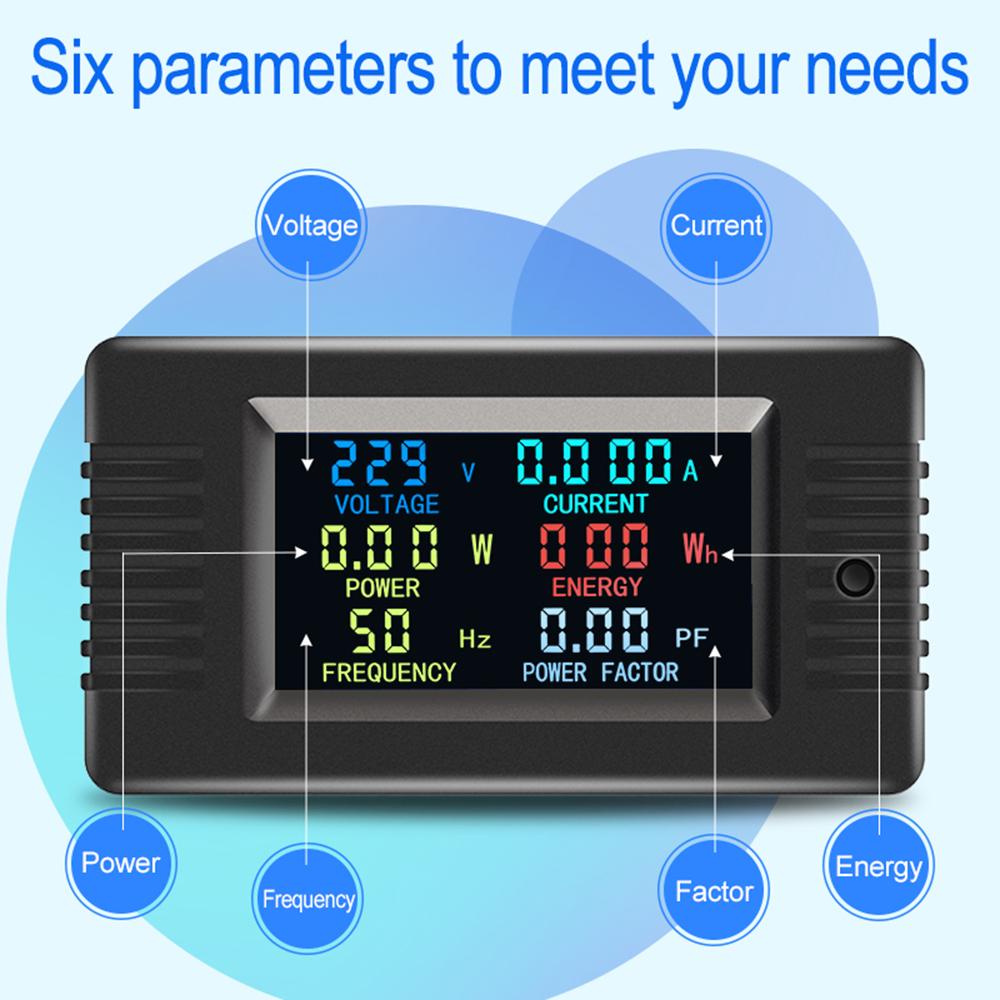 PZEM-020 Wattmeter Power Meter Voltmeter AC 80-260V Voltage 50-60HZ Power Analyzers LCD AC Electricity Meter 10A 2200W Detector