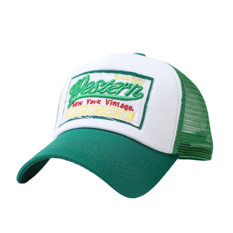 European and American popular wester baseball cap hip hop mesh hat sticker letter visor men's and women's caps