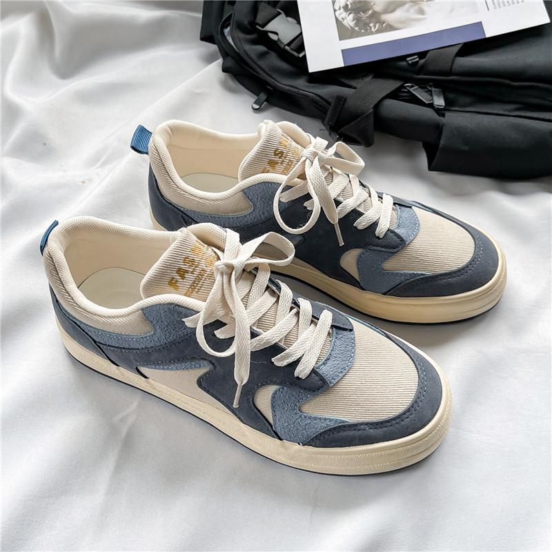 Fashion Blue Men Sneakers Flat Student Shoes Breathable Fashion Lace-Up Sneakers Men's Comfort Sports Jogging Shoes Zapatillas Hombre