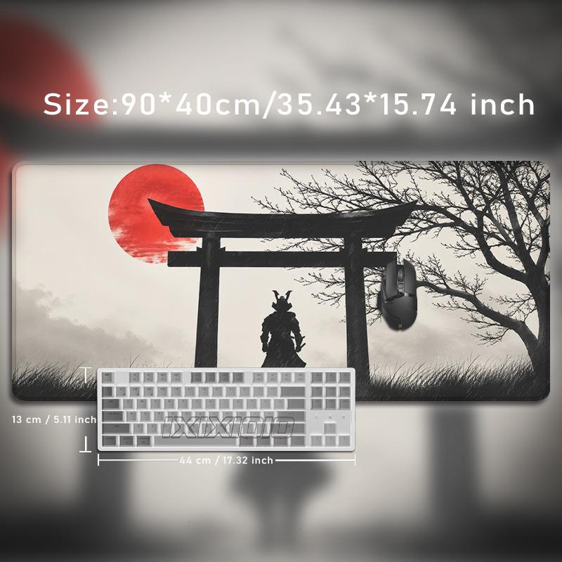 Red Sun Torii Samurai Mouse Pad Gamer printon demand Mousepad XXL Mechanical Keyboard Pad Office Office Accessories Mice Pad