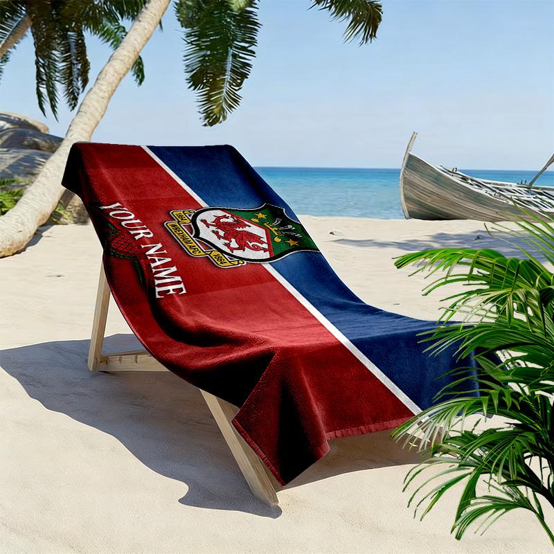 Пляжное полотенце с принтом Wrexham AFC, большое, мягкое, быстросохнущее, для пляжа, кемпинга, плавания