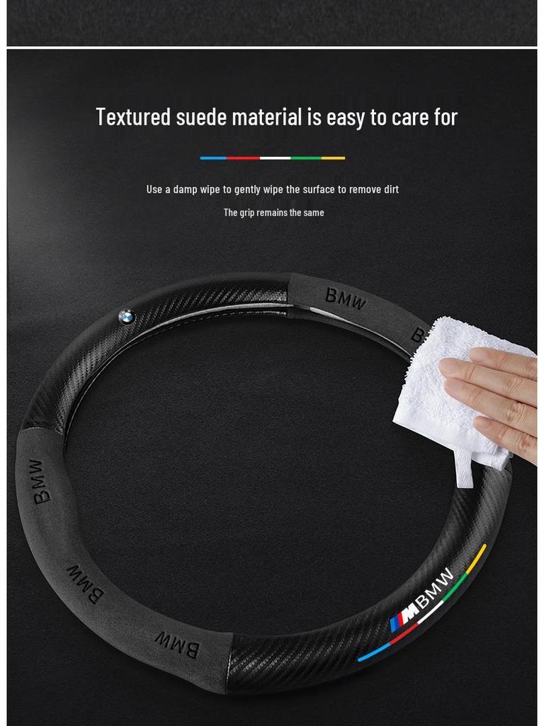 BMW X3 Steering Wheel Cover 2008-2025, Ultra-Thin Carbon Fiber Suede for All Drivers