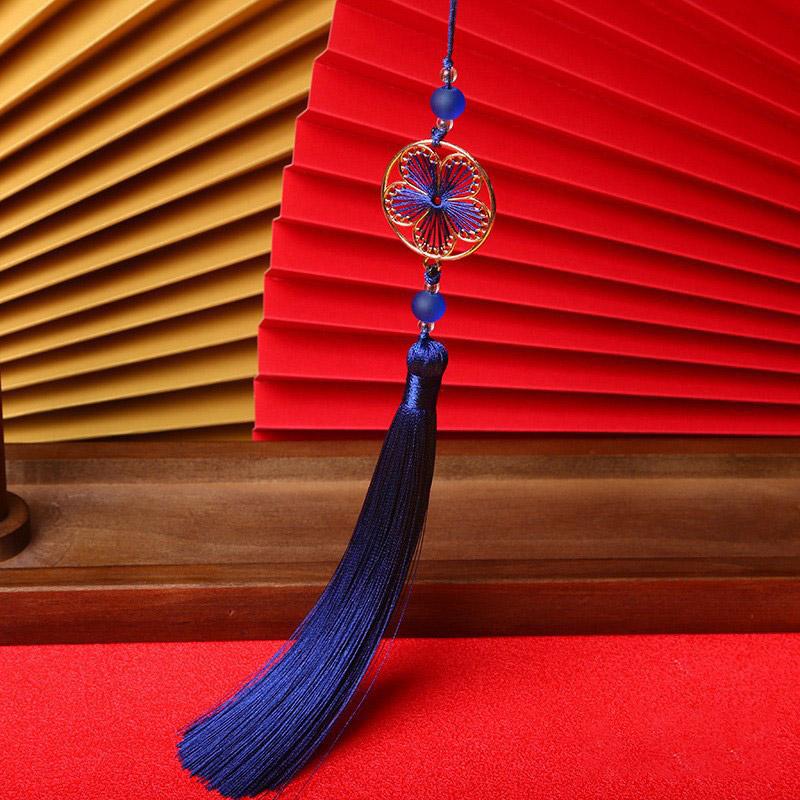 1PC Craft Thousand Leaf Tassel Pendant Polyester Peach Blossom Tassel Beads Charms