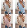 Short Sleeve T Shirt With Zipper Print Cotton Blend For Casual Streetwear
