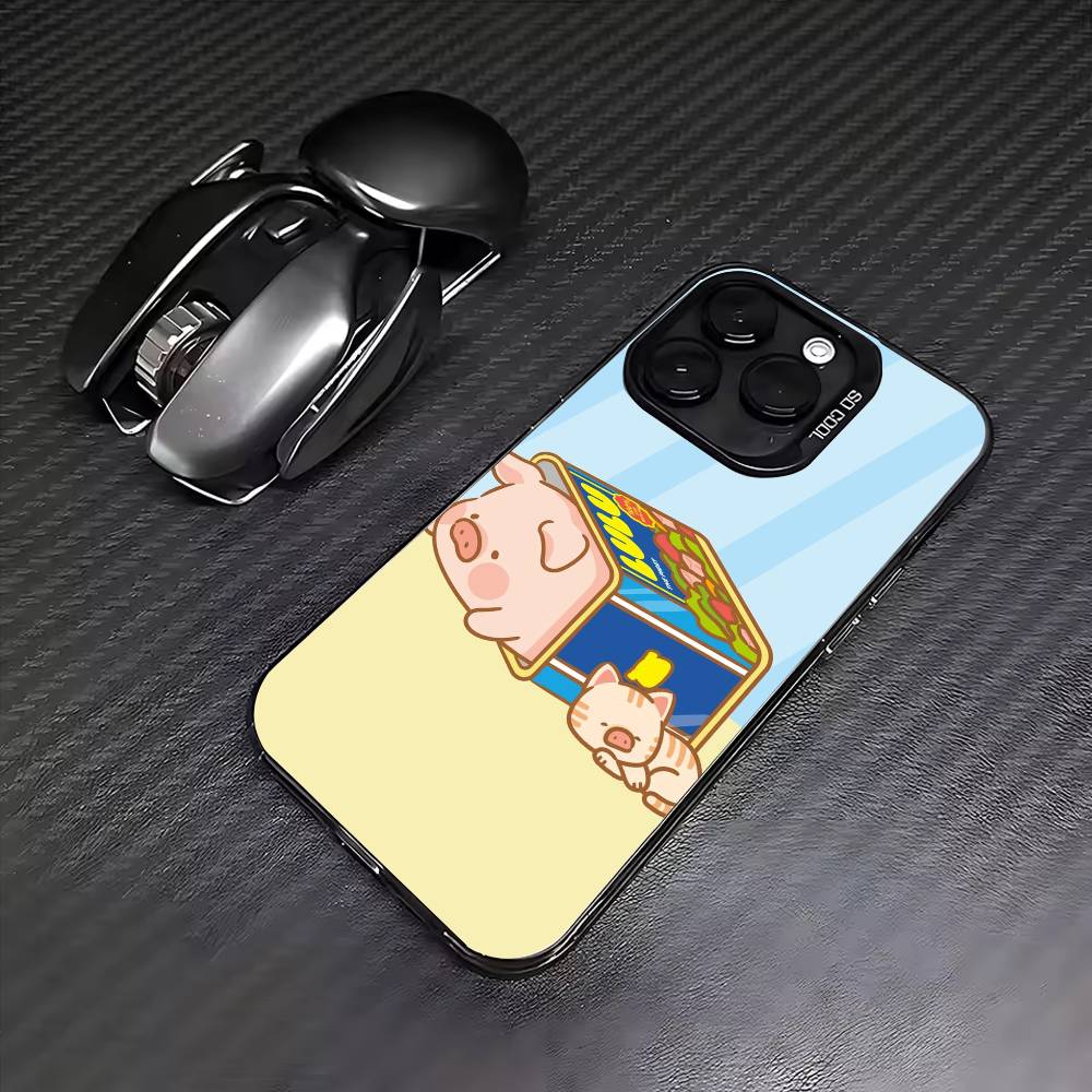 LuLu the piggy Phone Case For iPhone17,16,15,14,13,12,11 Plus,Pro Max Colored Silver Plated Inside Cover