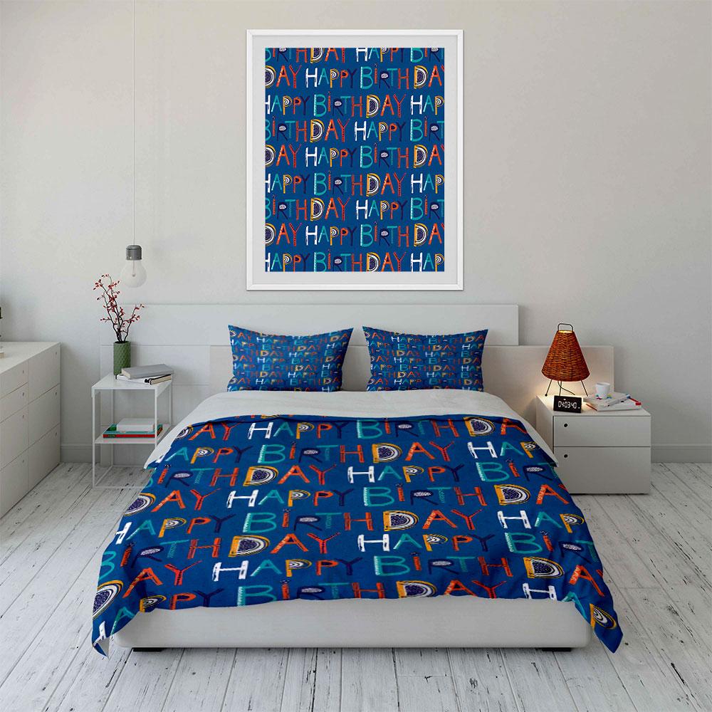 Colorful Happy Birthday Bedding Set Bedding Duvet Cover Set Duvet Cover Pillowcases (1 * Duvet Cover 2 * Pillowcases, without duvet insert)