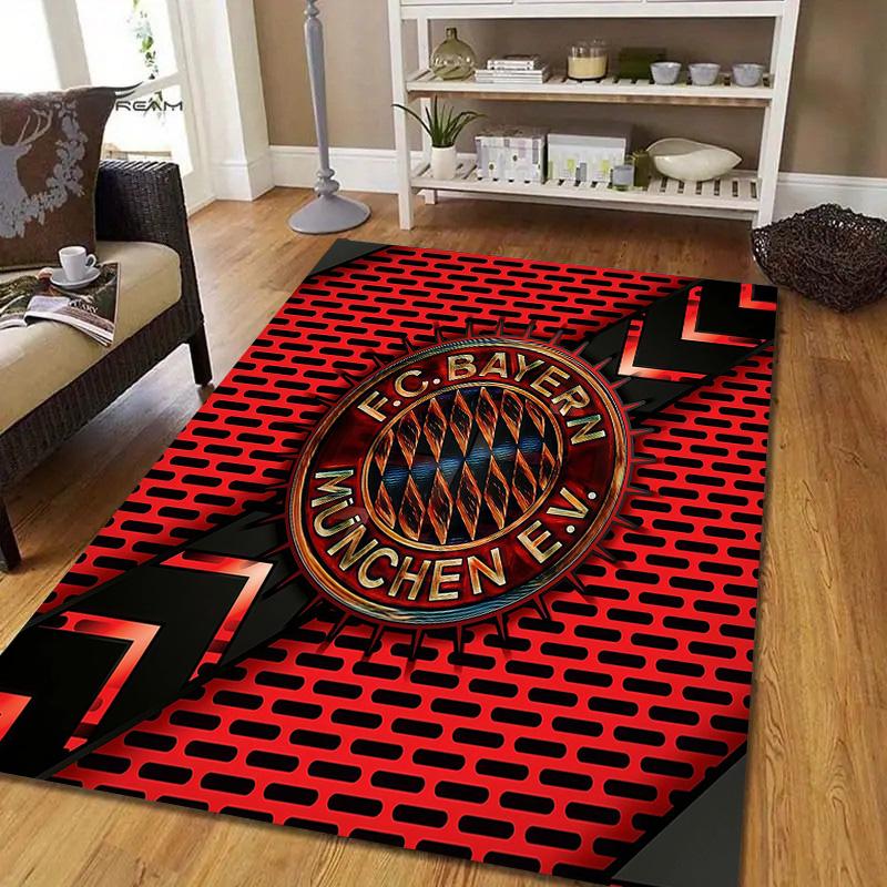 FC Bayern München2 Flannel Pattern Square Carpet,Area Rug,Carpet Rug for Living Room Bedroom Sofa Playroom Decor,Non-slip Floor Mat