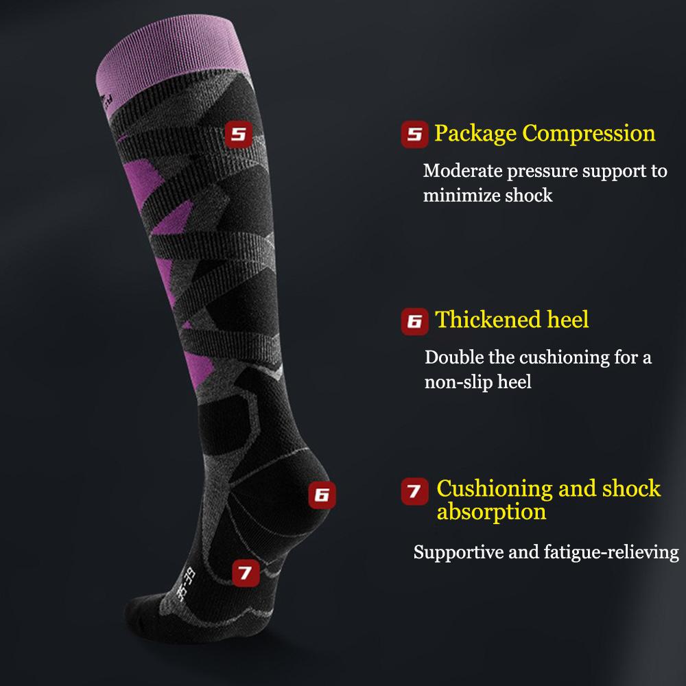 Лыжные носки для мужчин и женщин, дышащие компрессионные чулки, термоноски, теплые толстые зимние носки выше колена для занятий спортом на открытом воздухе