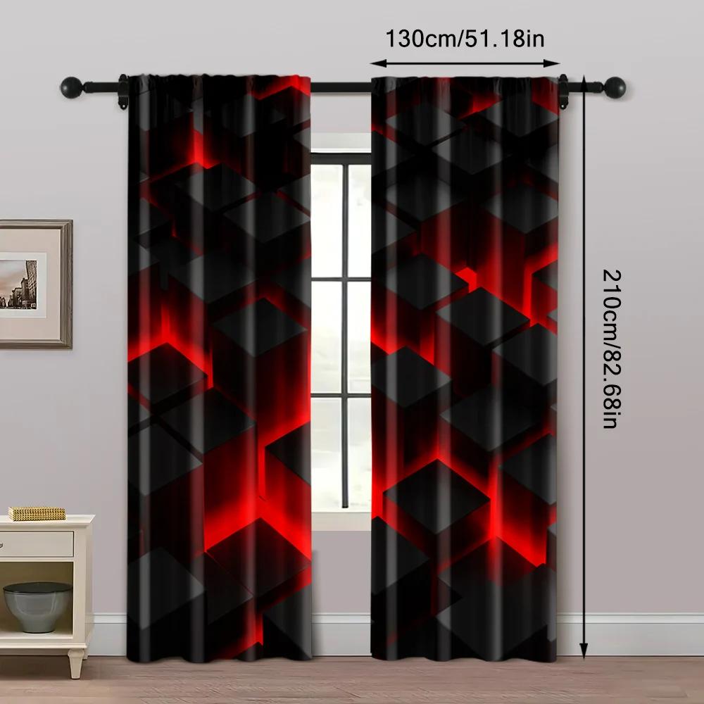 2 шт., Шторы для окон Абстрактный красный и черный градиент Блэкаут Полиэстер Праздничный декор для стен Подходит для использования в помещении