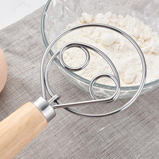 Датский венчик для теста с дубовой ручкой, миксер для муки из нержавеющей стали, стержни для смешивания яиц и крема, мешалка для муки, торта, кухонные инструменты для выпечки
