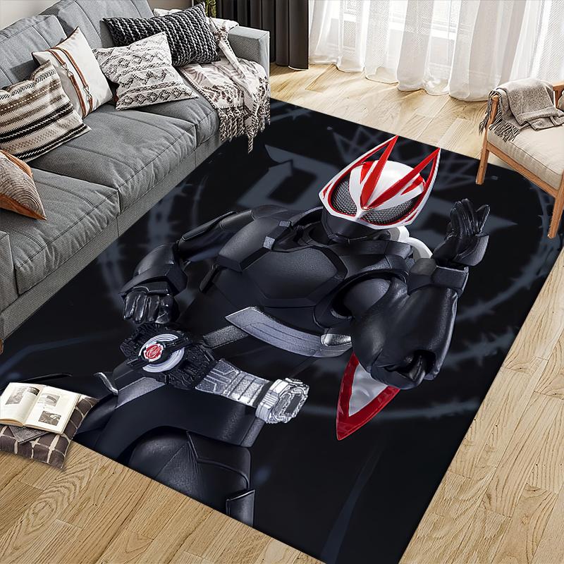 Kamen Rider mecha style graphic Square Area Rug, Non-Slip Floor Mat for Living Room, Perfect Gift for Fans.chl