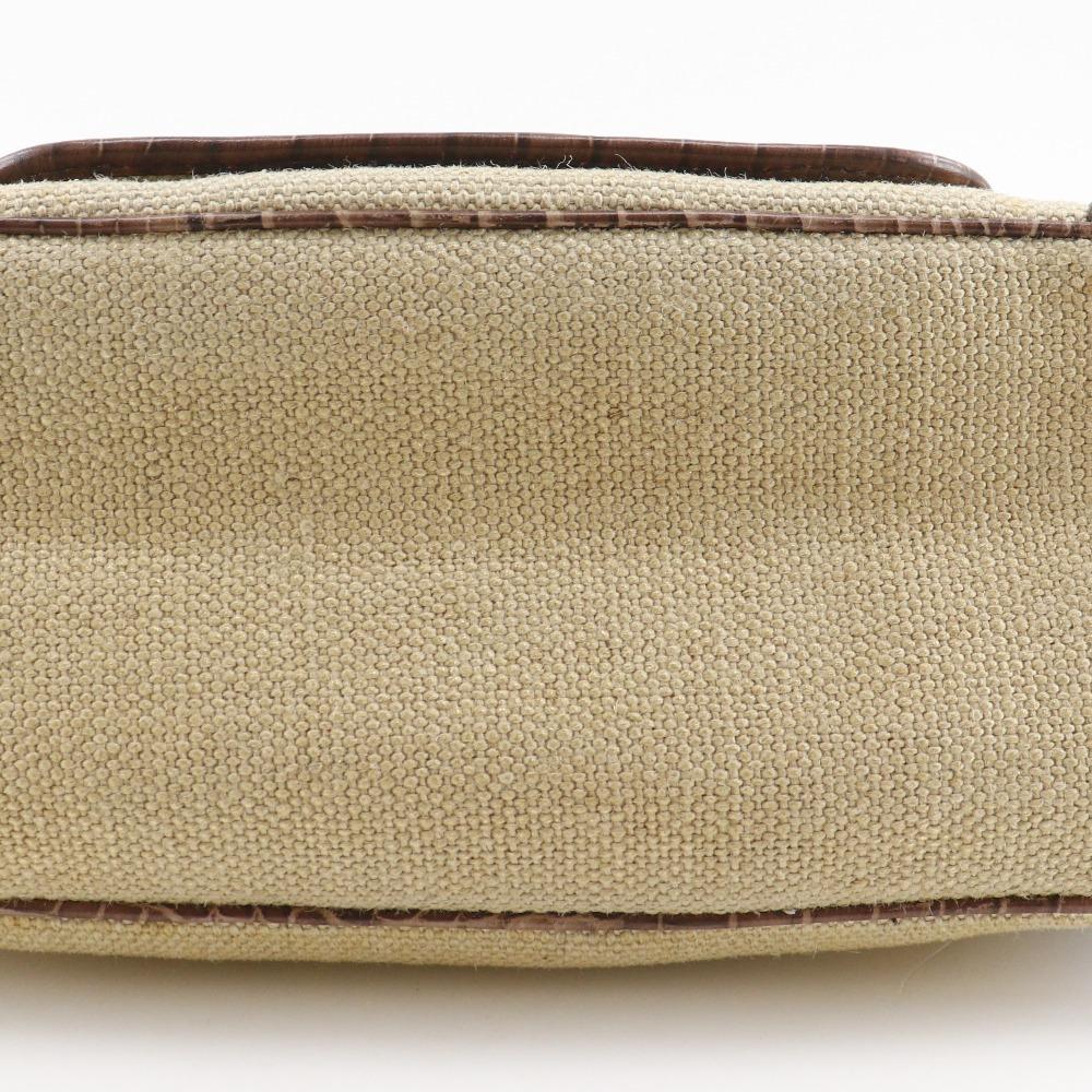 CELINE Boogie bag Handbag triomphe charm Brown straw/Embossed Leather Women Used