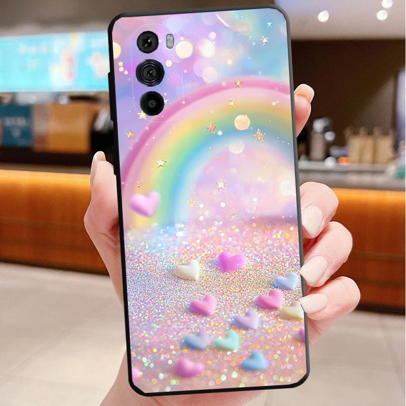 Phone Case For Motorola Edge 50 40 Pro 60 50 40 30 Ultra Neo Fusion Moto G Play G Stylus G Power G Rainbow clouds