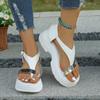 Сандалии женские летние 2024 года, новые толстые подошвы, спортивные римские сандалии, повседневная женская обувь для отдыха на природе, белые шлепанцы, Sandalias Femininas