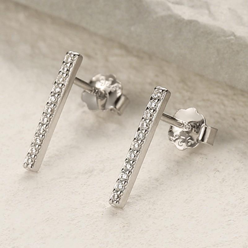 Серьги-гвоздики из стерлингового серебра S925 с дорожкой из фианитов