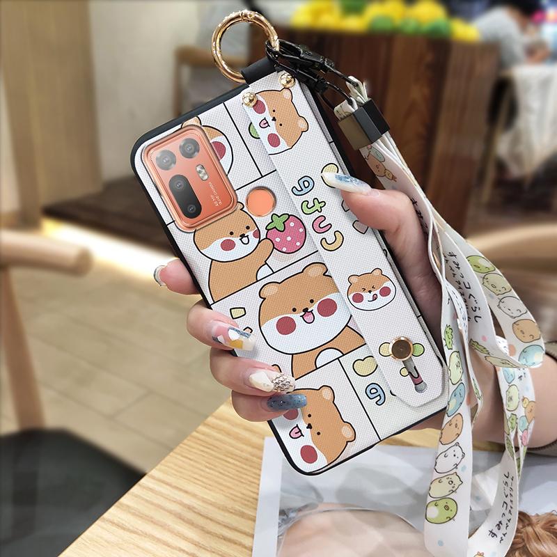 Силиконовый пылезащитный чехол для телефона HTC Desire 20 Plus/D20+ Милый защитный ремешок на запястье Кольцо Задняя крышка Противоударный шнурок