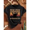 Смешная футболка с принтом кота Pew Pew Madafakas - Повседневная футболка с круглым вырезом из полиэстера с принтом животного, слегка эластичная ткань, короткий рукав