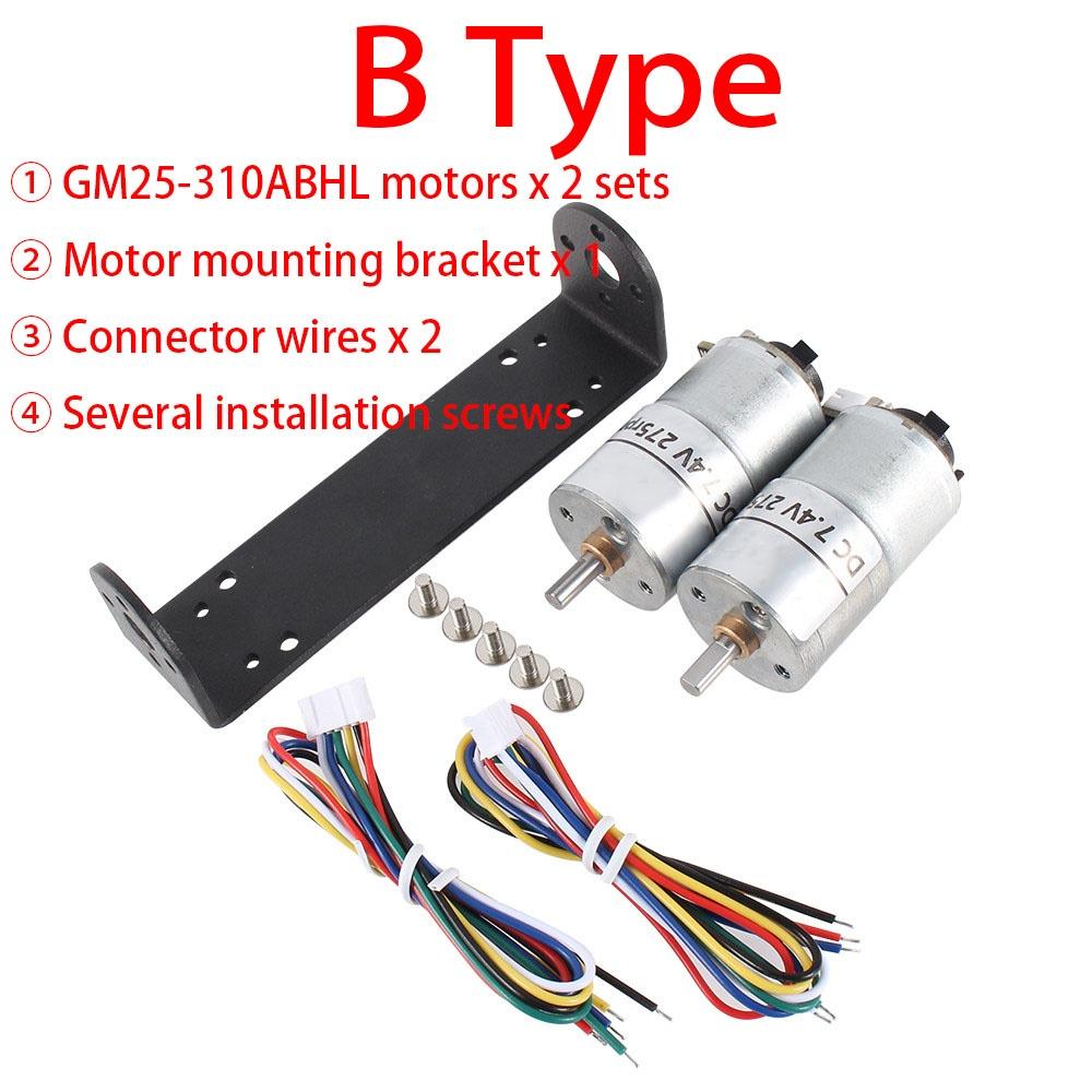 25GM 310 Gear Motor Encoder DC 7.4V Smart Car Chassis Kit 2wd Reversible Reduction Gear Motor Reducer Balancing Trolley Encoder