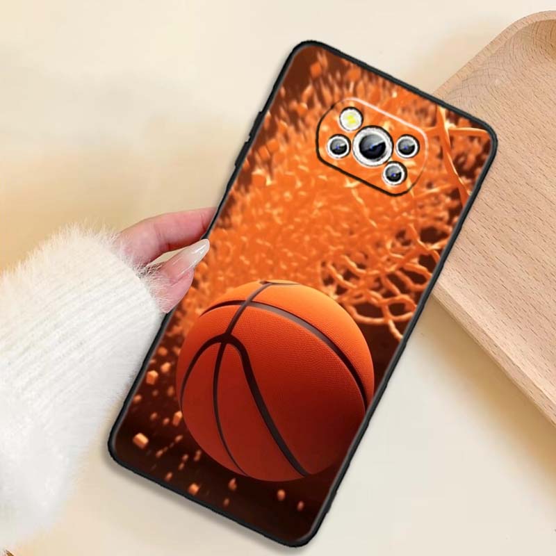 Спортивный баскетбол крутой Для Xiaomi Mi Poco F3 F4 F5 F6 X3 X4 X5 X6 X7 M3 M4 M5 M6 M7 GT Pro 5G Черный чехол для телефона
