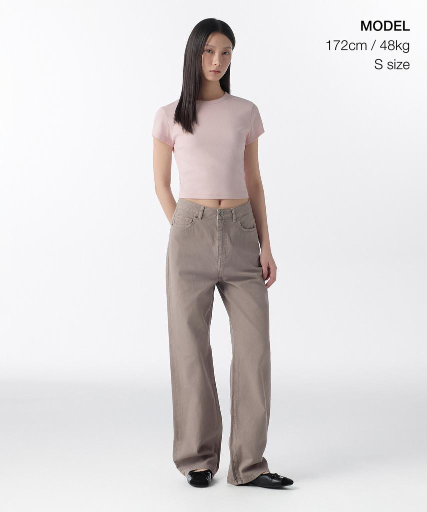 MUSINSA STANDARD WOMAN Women'S Slim Crop Crew Neck T-Shirt [Desert Pink]