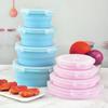 350/500/800/1200ML Round Silicone Lunch Box Microwave Safe Foldable Sealed Lid Portable Refrigerator Bento Food Container Kitchen Supplies