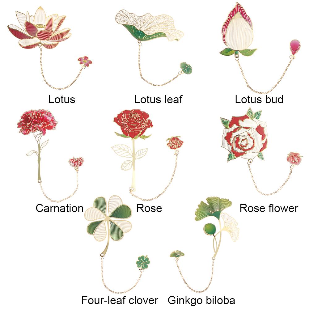 School Office Supplies Tassel Metal Pendant Hollow Painted Pagination Mark Book Clip Brass Bookmark