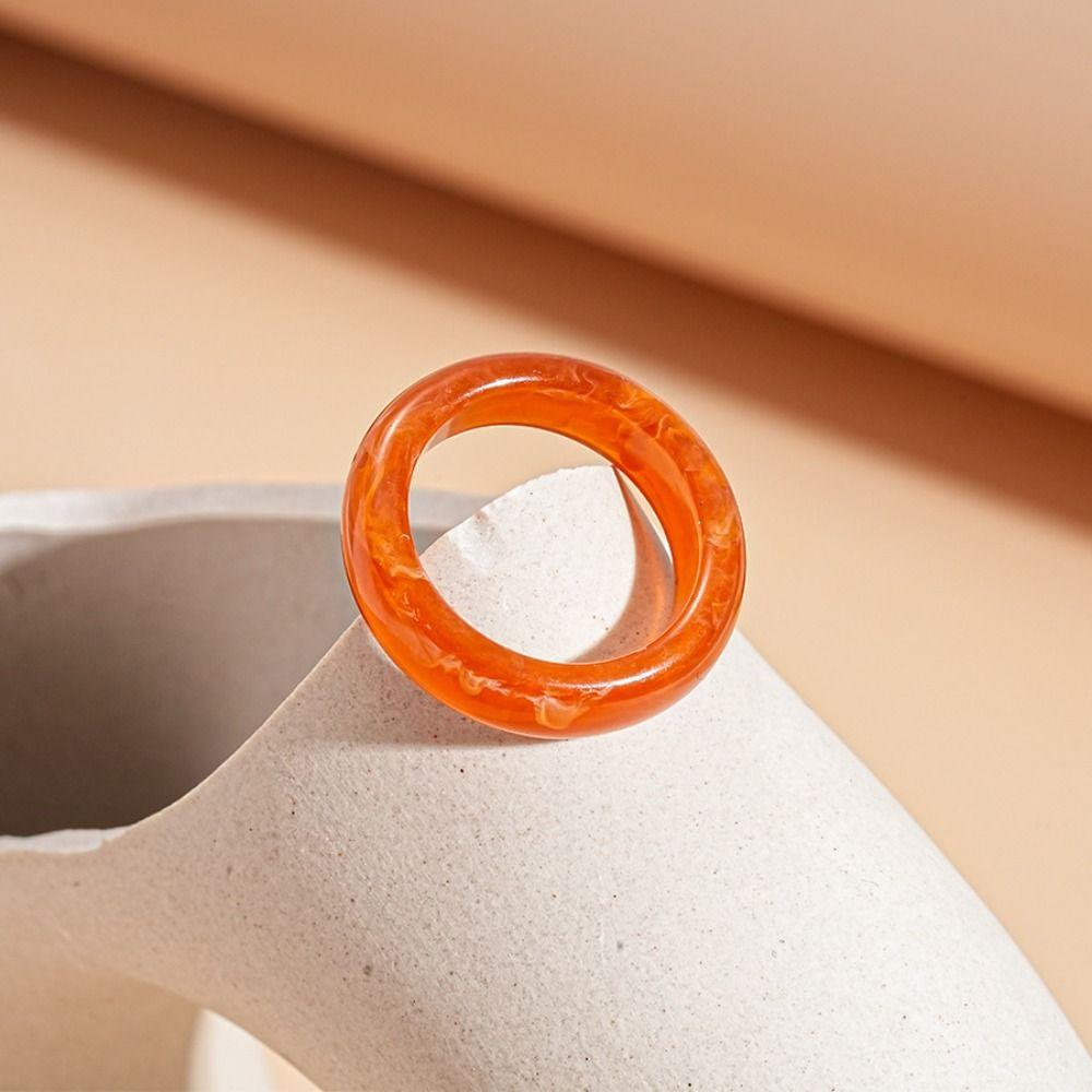 Dopamine Candy Color Finger Buckle Korean Style Geometric Forefinger Ring Solid Resin Ring Women