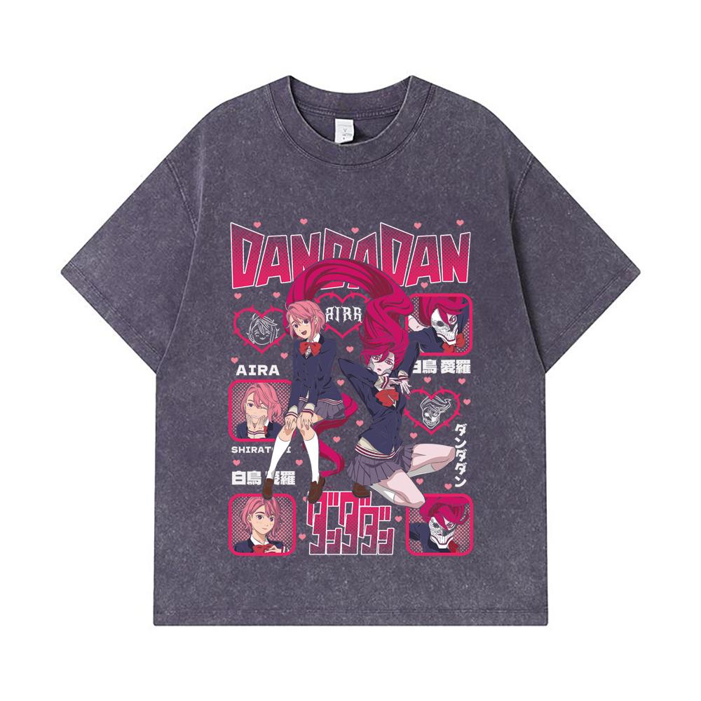 275 GSM Washed T-shirts 100% Cotton Dandadan V11 Aira Print Unisex Heavy Cotton T Shirt