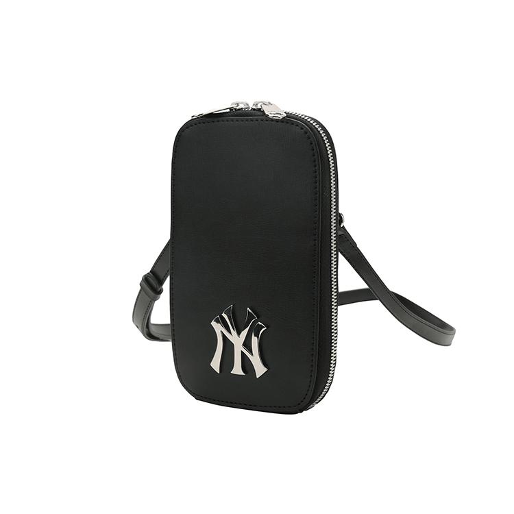 New MLB Leather Cell Phone Pouch, Crossbody Bag, Shoulder Bag Unisex Black 32BGDN111-50L