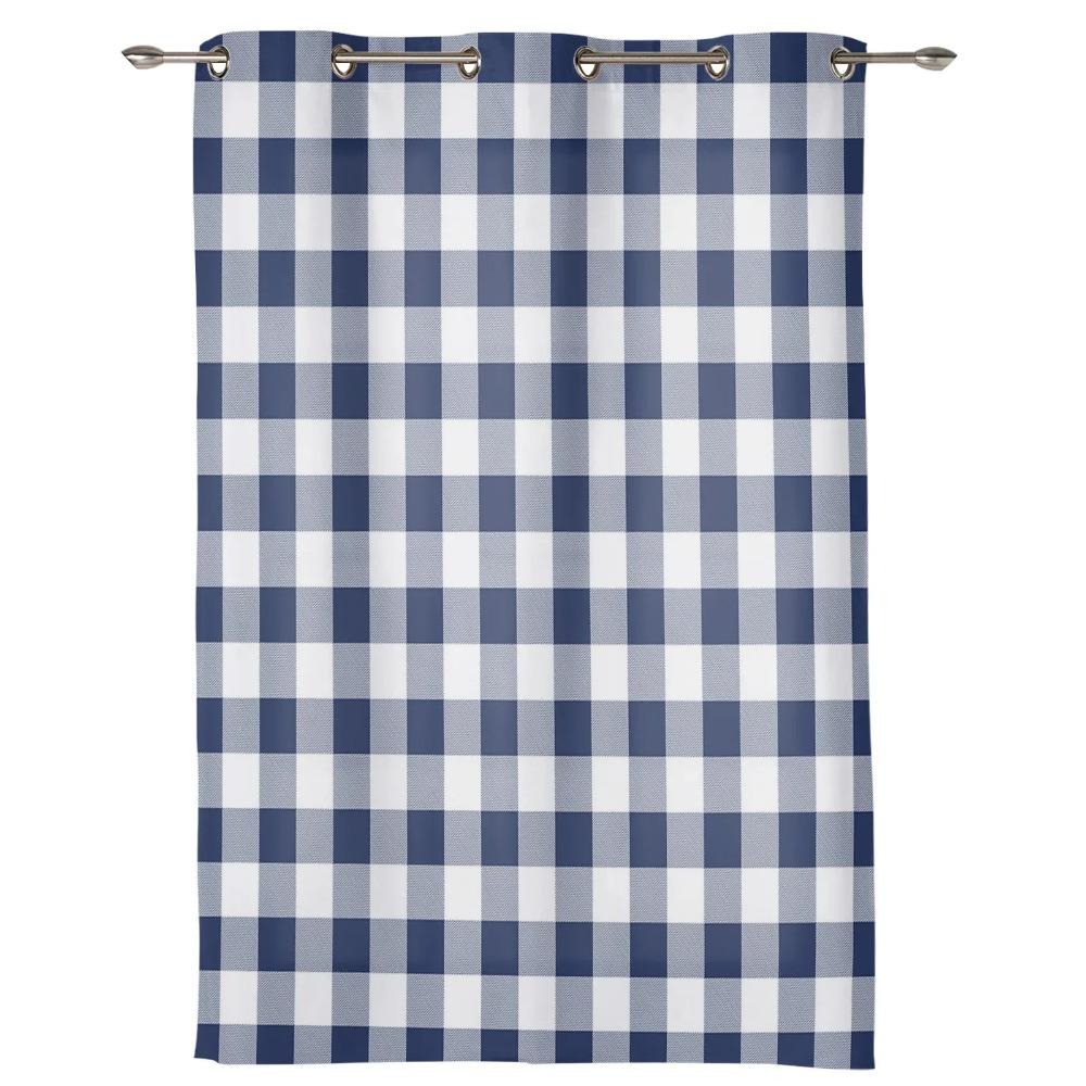 Темно-синие решетчатые идиллические клетчатые шторы для спальни, гостиной, кухни, детской комнаты, оконные шторы, домашний декор