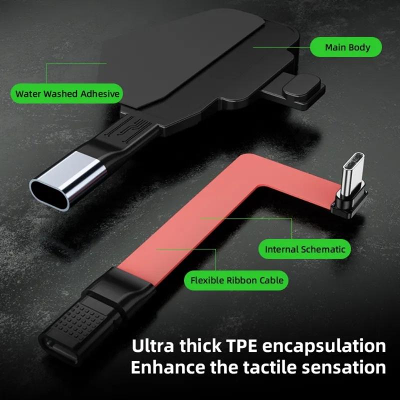 Гибкий USB C адаптер с изгибом 90 градусов для Type C телефонов, поддерживающий быструю зарядку PD60W и вывод изображения 4K60 Гц