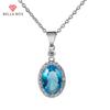 Novel Designed Women Necklace Oval Sky Blue Cubic Zirconia Unique Accessories For Party Fancy Girl Statement Jewelry